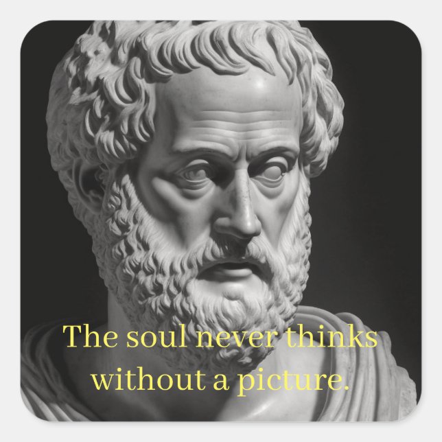 The soul never thinks without a picture quadratischer aufkleber (Vorderseite)