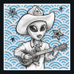 "The Space Cowboy" art print -(Pop surreal sci-fi) Poster<br><div class="desc">Grosser,  vollfarbiger Kunstposter-Druck meines gemischten Medienkunstwerks "The Space Cowboy". Hochwertige Druckqualität und gerahmt. Fügen Sie Ihren Mauern heute einen Ausschnitt aus dieser Welt Cartoon Surrealismus hinzu!</div>