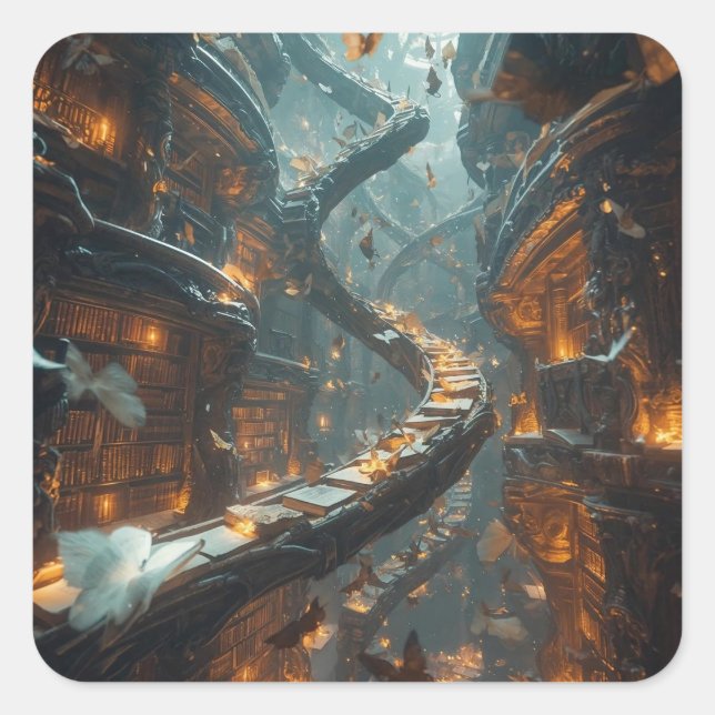 The Spiral of Stories Quadratischer Aufkleber (Vorderseite)