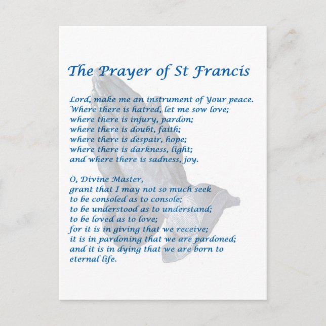 The St Francis Prayer Postkarte (Vorderseite)