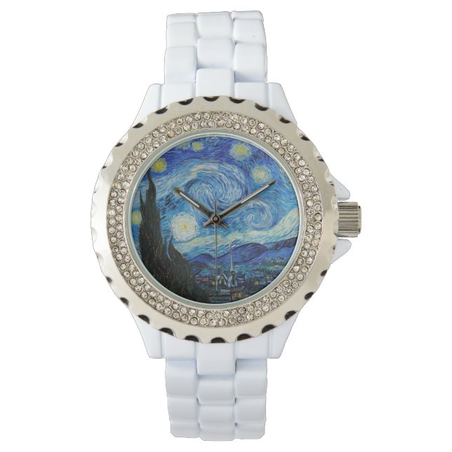 The Starry Night (1889) von Vincent Van Gogh Armbanduhr (Vorderseite)