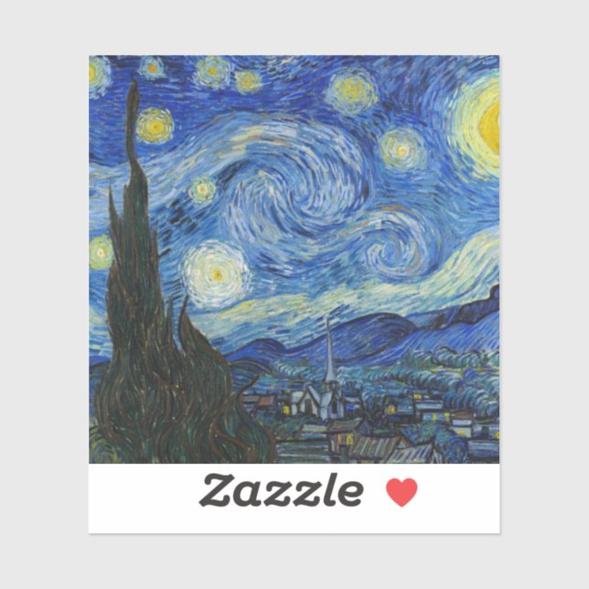 The Starry Night, 1889 von Vincent van Gogh Aufkleber (Blatt)