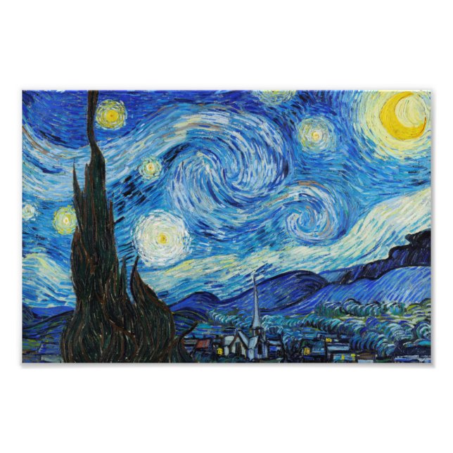 The Starry Night (1889) von Vincent Van Gogh Fotodruck (Vorne)