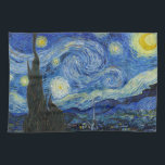 The Starry Night, 1889 von Vincent van Gogh Geschirrtuch<br><div class="desc">The Starry Night, 1889 von Vincent van Gogh. Es zeigt den Blick von der Ostwand seines Asylzimmers in Saint-Rémy-de-Provence, kurz vor Sonnenaufgang, mit der Ergänzung eines imaginären Dorfes.</div>