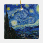 The Starry Night, 1889 von Vincent van Gogh Keramikornament<br><div class="desc">The Starry Night,  1889 von Vincent van Gogh. Es zeigt den Blick von der Ostwand seines Asylzimmers in Saint-Rémy-de-Provence,  kurz vor Sonnenaufgang,  mit der Ergänzung eines imaginären Dorfes.</div>