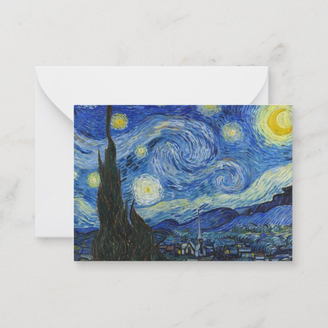 The Starry Night, 1889 von Vincent van Gogh Mitteilungskarte (Rückseite)