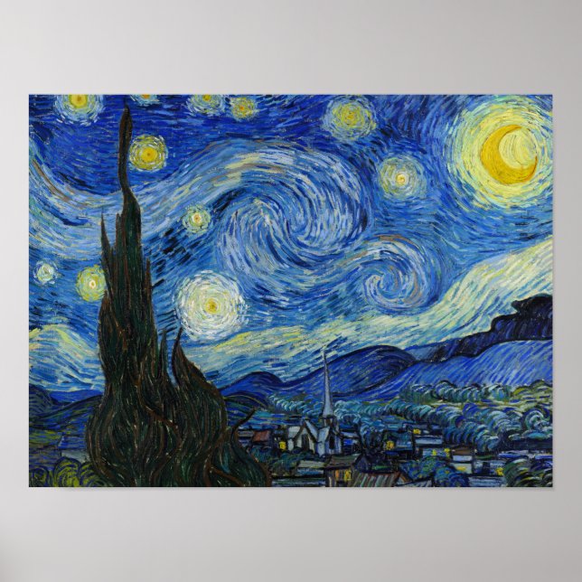 The Starry Night, 1889 von Vincent van Gogh Poster (Vorne)
