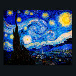 The Starry Night by Vincent Van Gogh Poster<br><div class="desc">Vincent Van Gogh The Starry Night. This is an old masterpiece from the dutch master painter Vincent Van Gogh.This fine art landscape painting has beautiful,  vibrant,  saturated color. Vincent Van Gogh was a dutch post impressionist painter. This image is in the public domain</div>