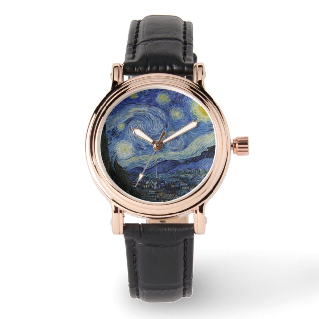 The Starry Night (Vincent van Gogh) (berühmte Kuns Armbanduhr (Vorderseite)