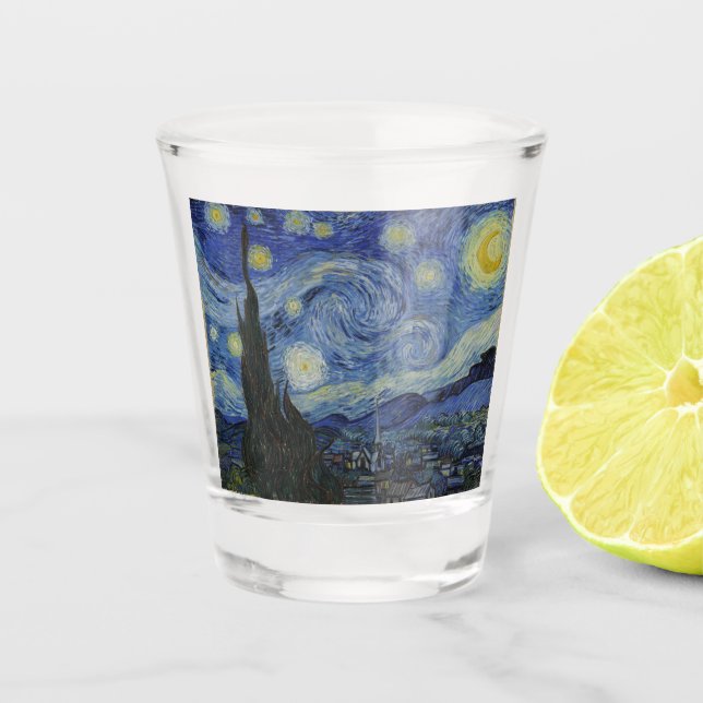 The Starry Night (Vincent van Gogh) (berühmte Kuns Schnapsglas (Vorderseite)