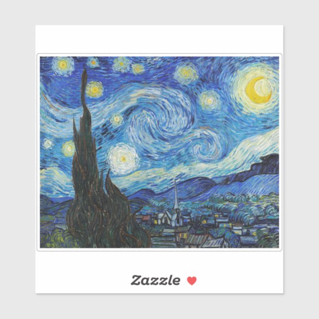 "The STARRY NIGHT" VON VINCENT VAN GOGH ART STICKE Aufkleber (Blatt)