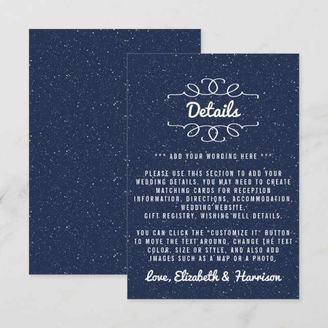 The Starry Night Wedding Collection - Detail Begleitkarte (Vorne/Hinten)