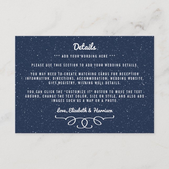The Starry Night Wedding Collection - Detail Begleitkarte (Vorderseite)