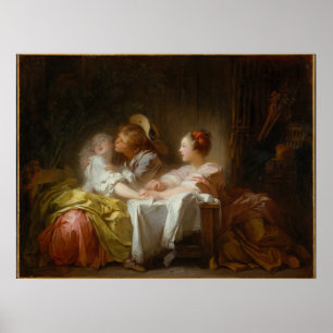 The Stolen Kiss - Fragonard Romantische Kunst Poster
