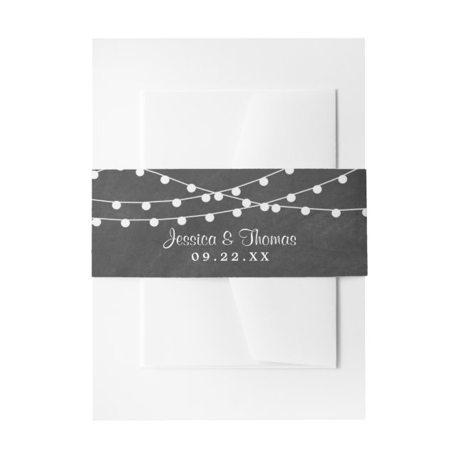 The String Lights On Chalkboard Wedding Collection Einladungsbanderole (Vorderseite Beispiel)