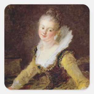 The Study, or The Song, c.1769 Quadratischer Aufkleber