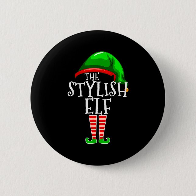 The Stylish Elf Group Matching Family Christmas  Button (Vorderseite)