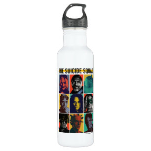The Suicide Squad   Retro Grid With Harley Quinn Edelstahlflasche