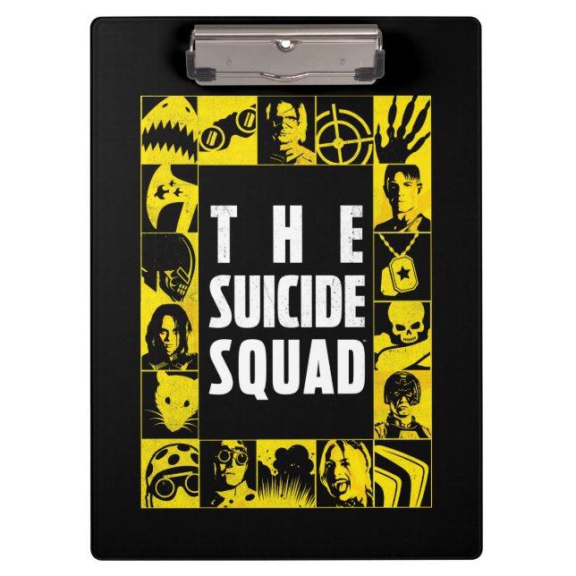 The Suicide Squad | Yellow & Black Icon Blocks Klemmbrett (Vorderseite)