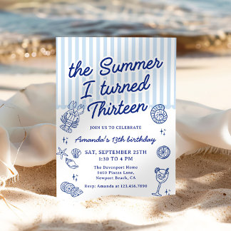 The Summer I Turned Thirteen 13th Birthday Party Einladung