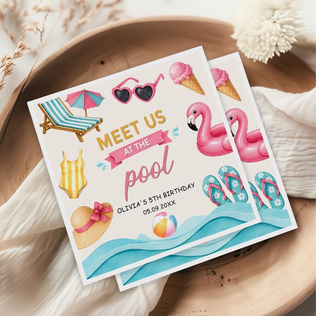 The Summer Pool Birthday Napkin Serviette (Von Creator hochgeladen)