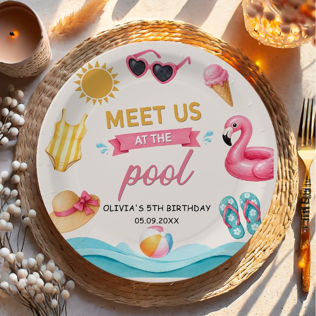 The Summer Pool Birthday Pappteller (Von Creator hochgeladen)