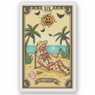 The Sunburnt Autocollant de carte de tarot drôle