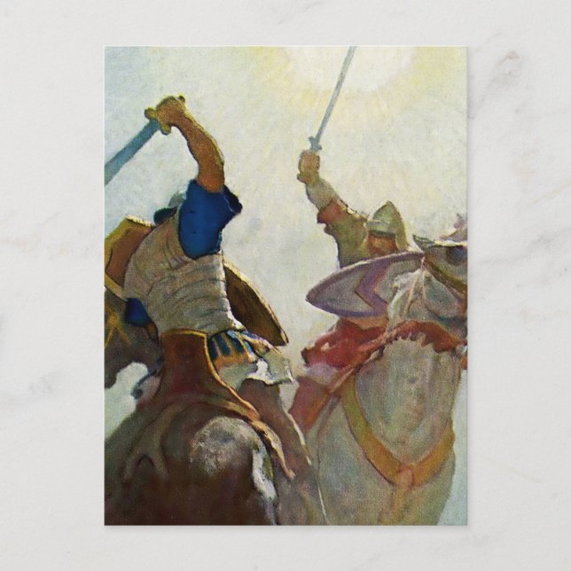 "The Sword Battle War Fierce" von NC Wyeth Postkarte (Vorderseite)