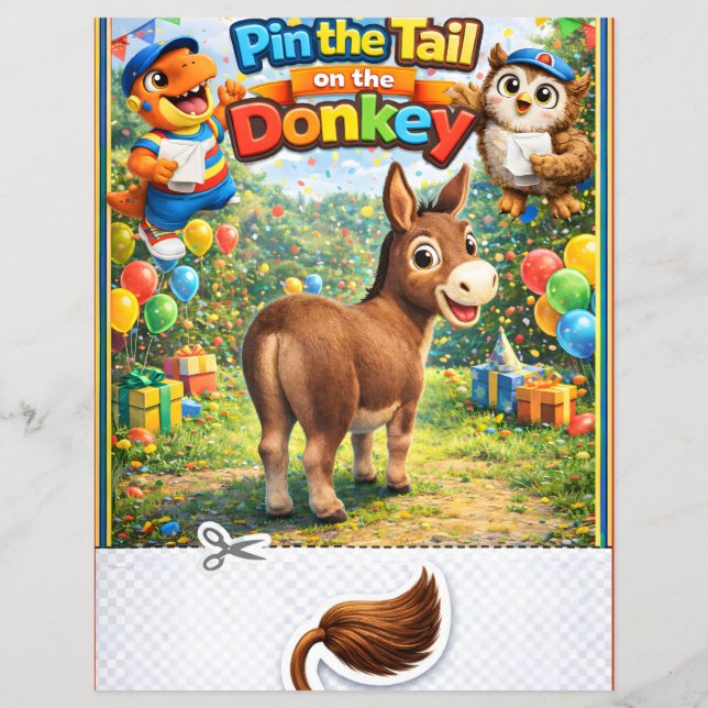 The tail on the donkey party bag game sheet flyer (Vorne)