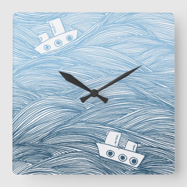 The Tale of Two Ships Quadratische Wanduhr (Vorderseite)