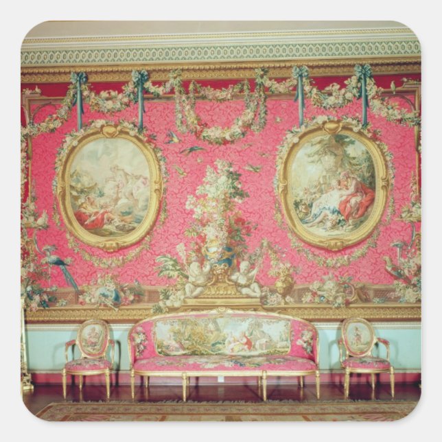 The Tapestry Room, c.1763 Quadratischer Aufkleber (Vorderseite)