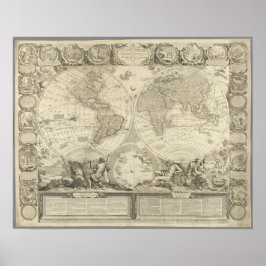 The Terrestrial Globe Vintag World Map, 1767 Poster