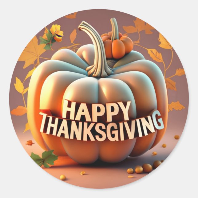 The Thanksgiving Pumpkin Runder Aufkleber (Vorderseite)