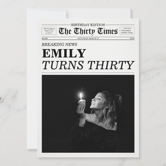 The Thirty Times Newspaper 30th Birthday Party Einladung (Vorderseite)