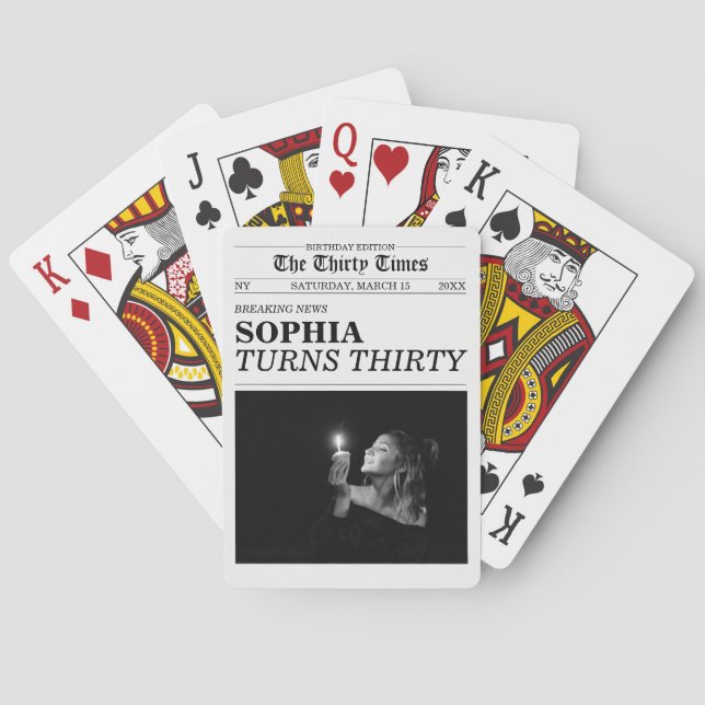 The Thirty Times Newspaper 30th Birthday Party Spielkarten (Rückseite)