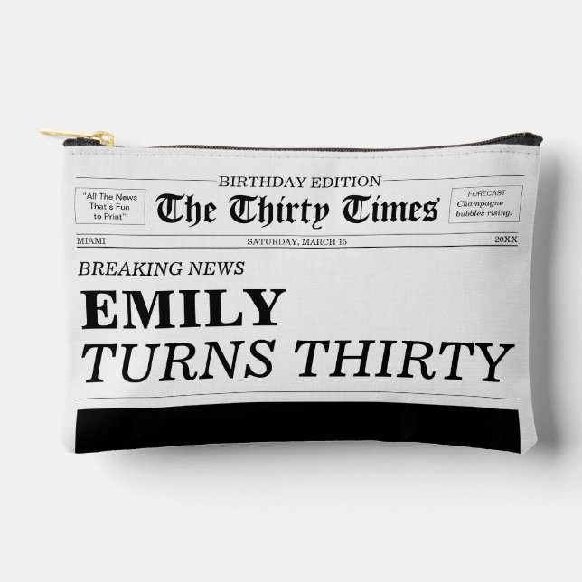 The Thirty Times Newspaper 30th Birthday Party Zubehörtasche (Vorderseite)