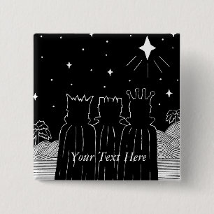 The Three Kings Following the Christmas Star Button