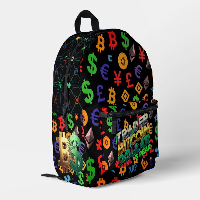 The Trader Dream Collection Candlestick Charts Bedruckter Rucksack (Rückseitige Ecke links)