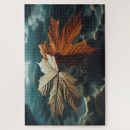 The tranquil dance of autumn leaves in cool waters