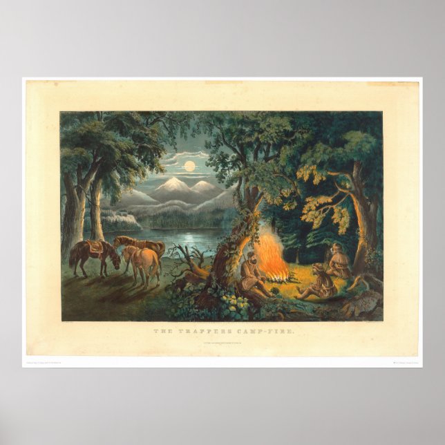 The Trapper's Camp-fire 1866 (1779A) Poster (Vorne)