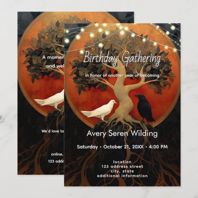 The Tree Between Worlds | Tree of Life R&B Einladung (Vorne/Hinten)