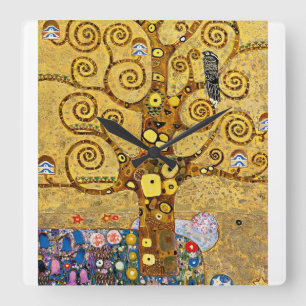 “ The Tree of Life ” , Gustav Klimt Quadratische Wanduhr