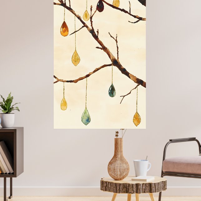 The tree with golden leaves is a popular wall  poster (Wohnzimmer 3)