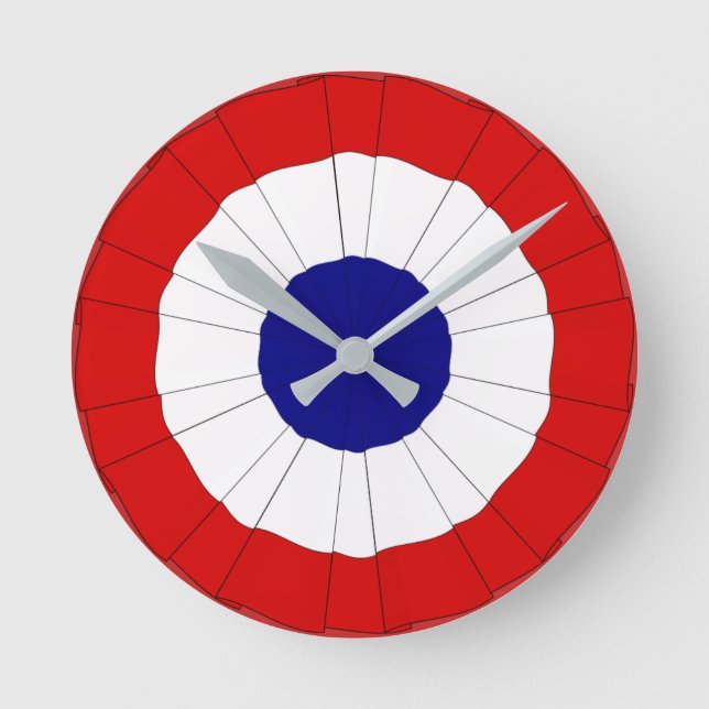 The tricolour cockade – Rosette Runde Wanduhr (Vorderseite)