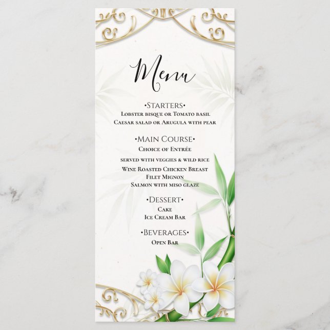 The Tropical Imperial Bamboo Garden Wedding Menu (Devant)