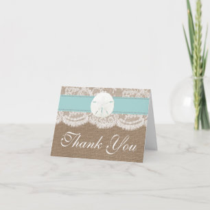 The Turquoise Sand Dollar Beach Wedding Collection Dankeskarte
