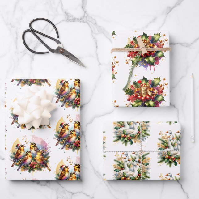 The Twelve Days of Christmas Geschenkpapier Set (Vorderseite)
