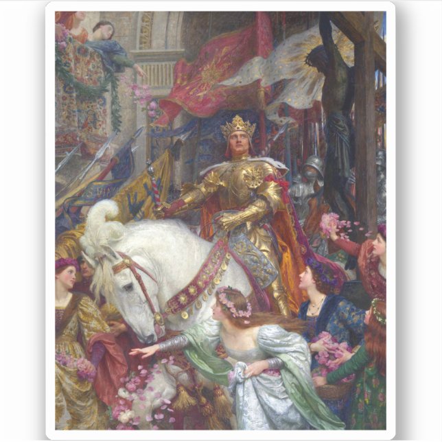 The Two Crowns c. 1900 von Sir Frank Dicksee Aufkleber (Vorderseite)