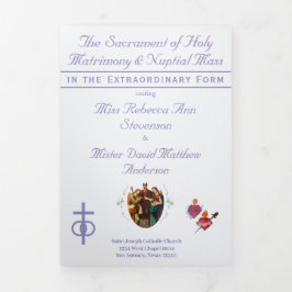 The Two Hearts Catholic Wedding Dreifach-gefaltete Programmkarte
