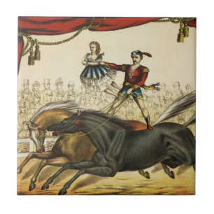 The Two Horse Act, Circus Performance, Circa 1874. Fliese
